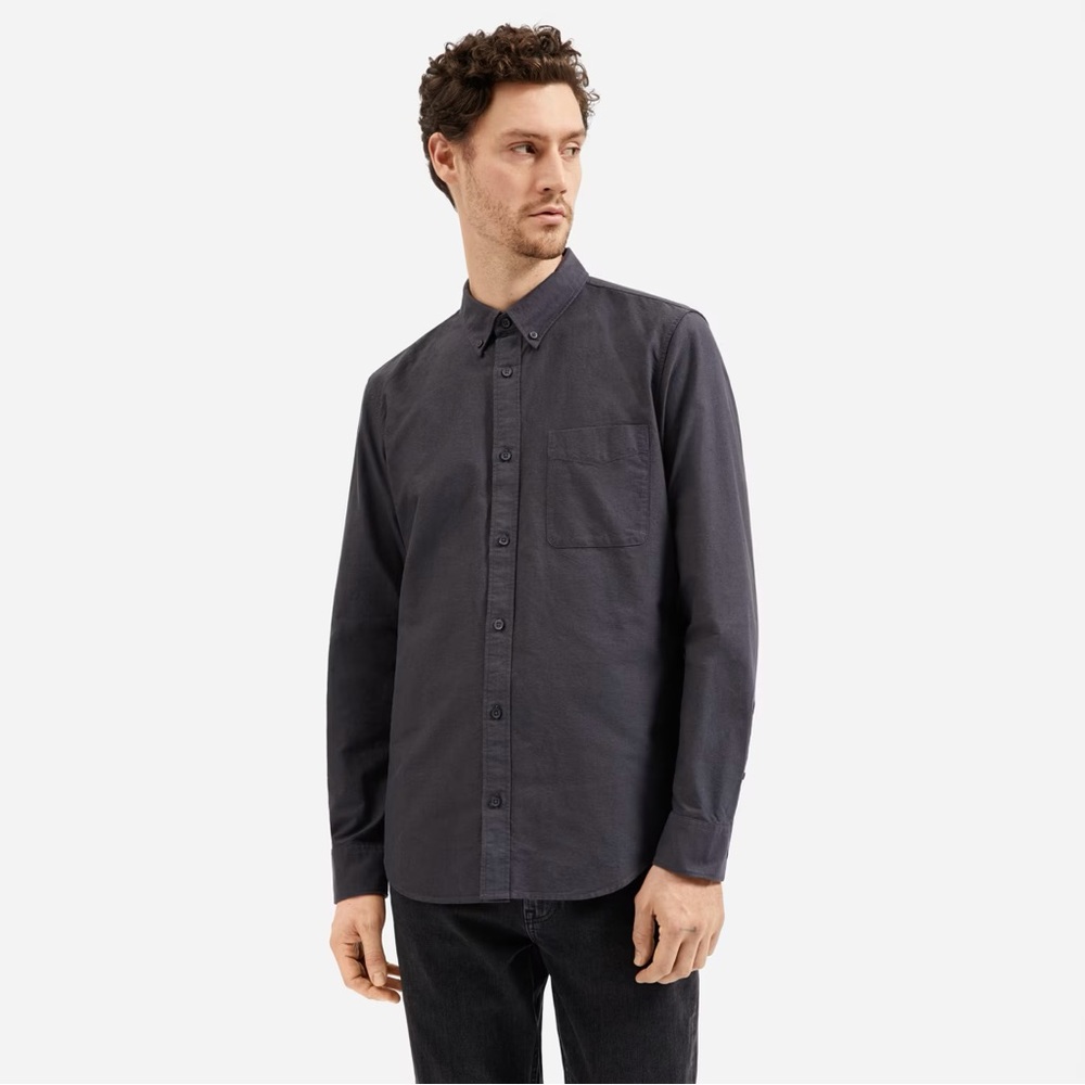 Men's Everlane Grey Japanese Oxford Long Sleeve Shirt M